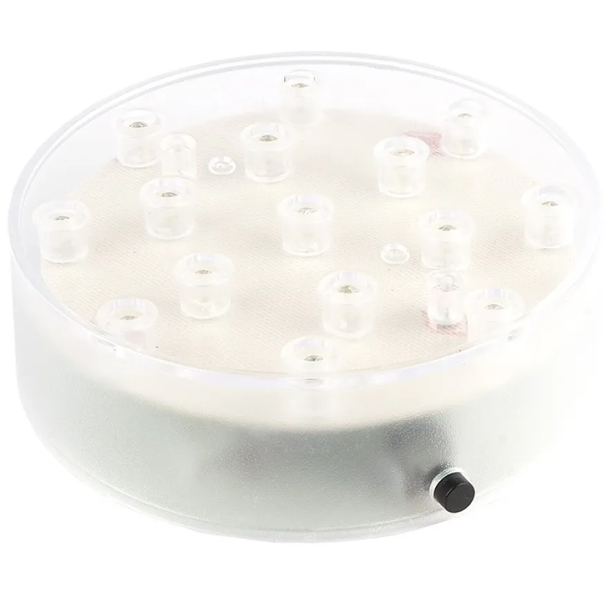 LED-Leuchtsockel, Light Base, rund, Ø 10cm, 3,2cm hoch, 15 LEDs, warmweiß