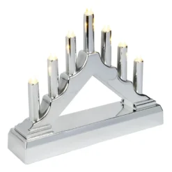 LED-Lichterbogen, 15,7cm x 3,8cm x 12,5cm, 7 LEDs in warmweiß, inkl. Timer-Funktion, silber