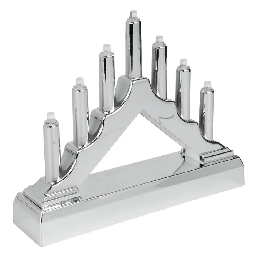 LED-Lichterbogen, 15,7cm x 3,8cm x 12,5cm, 7 LEDs in warmweiß, inkl. Timer-Funktion, silber