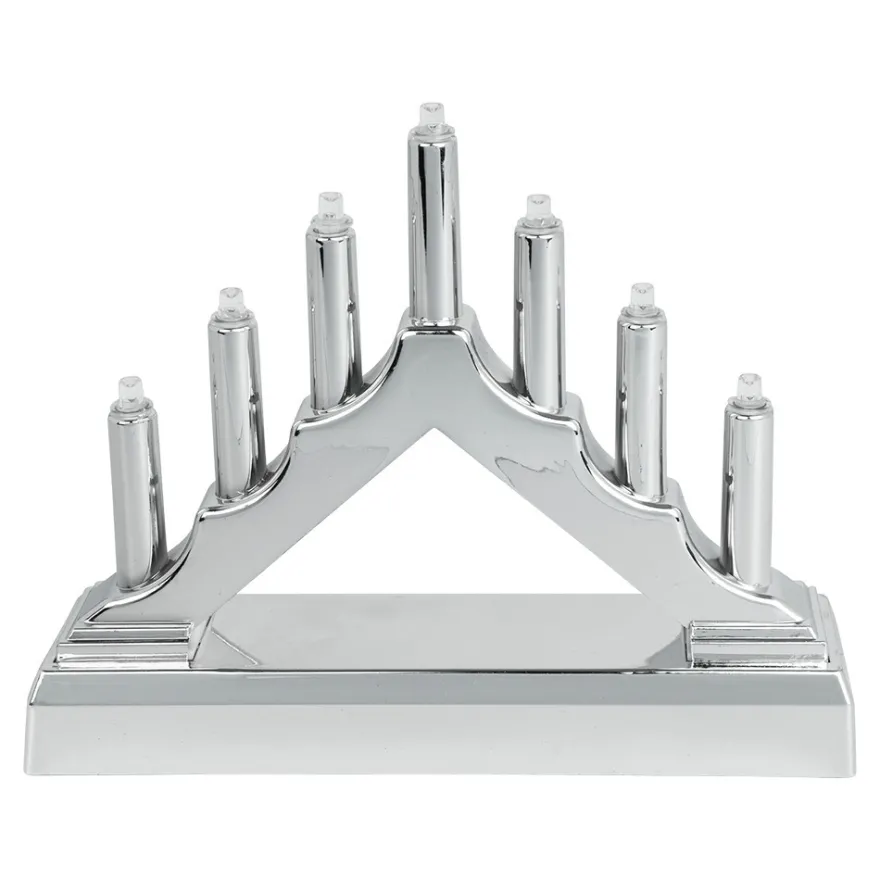 LED-Lichterbogen, 15,7cm x 3,8cm x 12,5cm, 7 LEDs in warmweiß, inkl. Timer-Funktion, silber