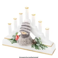 LED-Lichterbogen, 15,7cm x 3,8cm x 12,5cm, 7 LEDs in warmweiß, inkl. Timer-Funktion, weiß