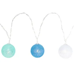 LED-Lichterkette Baumwollkugeln 1, Ø 3,5cm 10 Kugeln in 3 Farben, weiß/mint/hellblau, inkl. Timer
