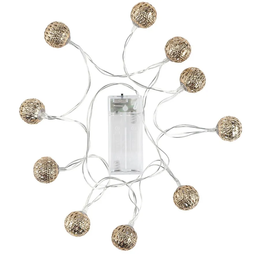 LED-Lichterkette "Champagner-Kugel", warmweiß, 10er, mit Timerfunktion