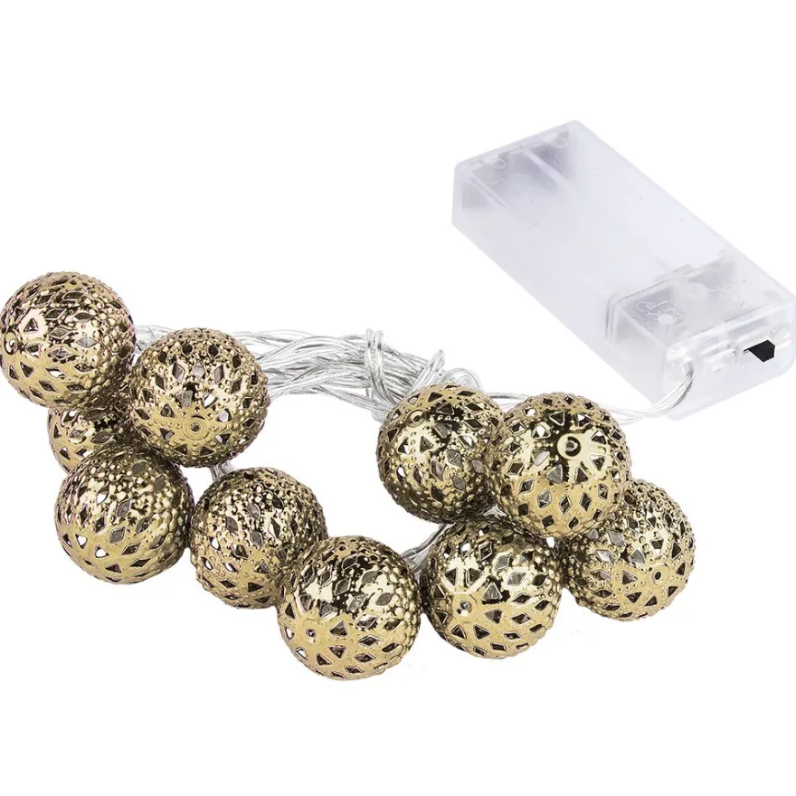 LED-Lichterkette "Champagner-Kugel", warmweiß, 10er, mit Timerfunktion