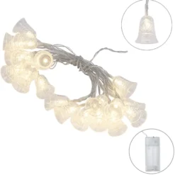 LED-Lichterkette Glocken, 20 LEDs in Warmweiß, 2,1m lang, Timer