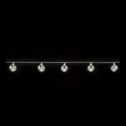 LED-Lichterkette, Ornament-Kugeln 3, silber, 10 LEDs in Warmweiß, 3,05m lang, Timer