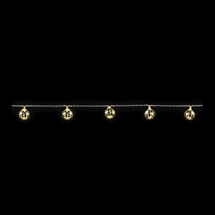 LED-Lichterkette, Ornament-Kugel 2, hellgold, 10 LEDs in Warmweiß, Timer
