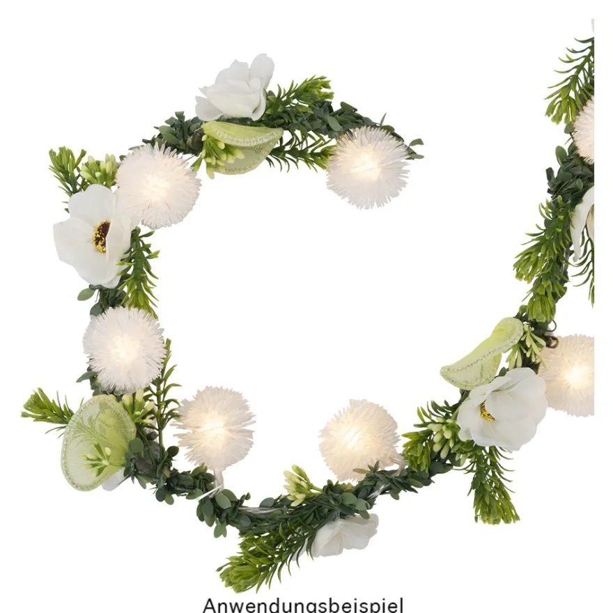 LED-Lichterkette Pusteblume, 20 LEDs in Warmweiß, 2m lang, Timer