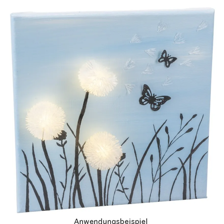 LED-Lichterkette Pusteblume, 20 LEDs in Warmweiß, 2m lang, Timer