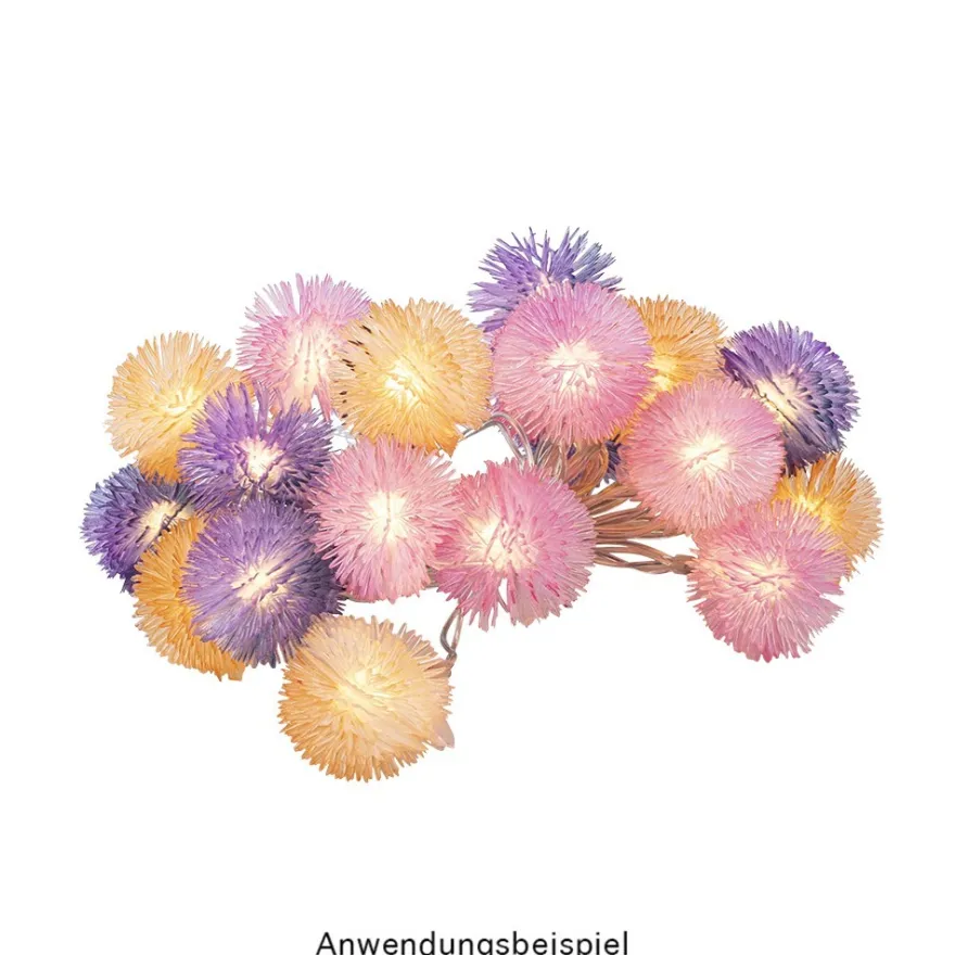 LED-Lichterkette Pusteblume, 20 LEDs in Warmweiß, 2m lang, Timer