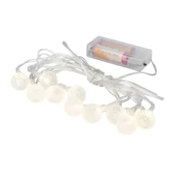 LED-Lichterkette, Relief-Kugeln, klar, 10 LEDs in Warmweiß, 3,05m lang, Timer