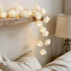LED Lichterkette, Rosen, 20 LED-Lichter in Warmweiß
