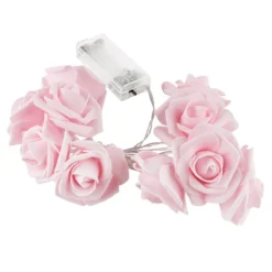 LED-Lichterkette, Rosen, rosa, 10 LED-Lämpchen in Warmweiß, inkl. Timer