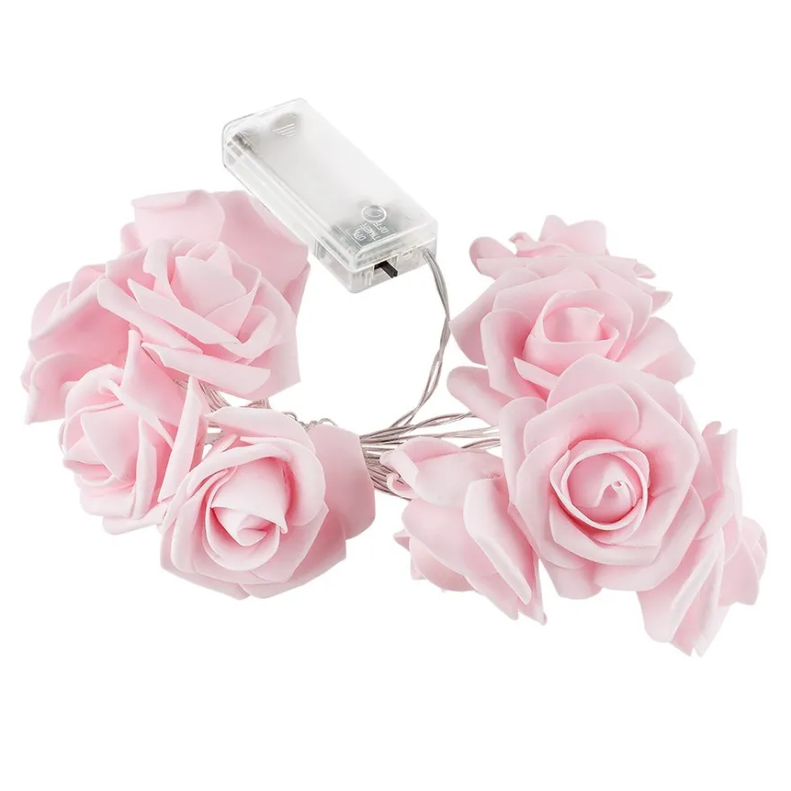 LED-Lichterkette, Rosen, rosa, 10 LED-Lämpchen in Warmweiß, inkl. Timer