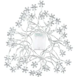 LED-Lichterkette, Schneeflocken, 40-LEDs in Warmweiß, 6,1m lang, Timer