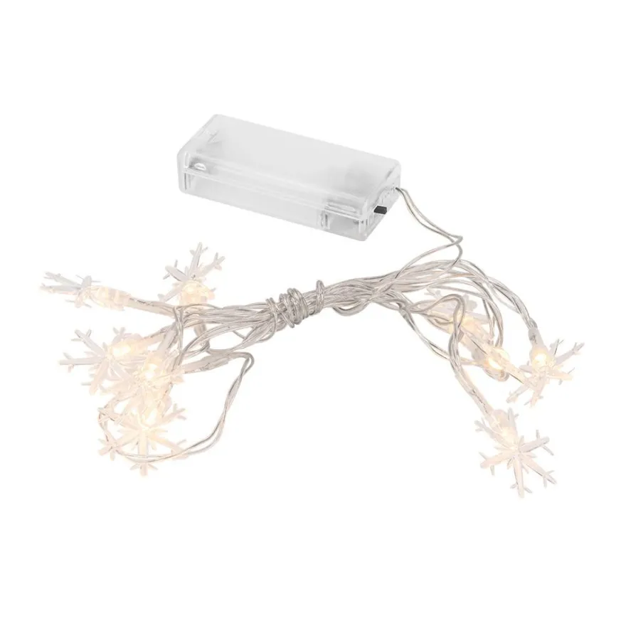 LED-Lichterkette, Schneeflocken, 10 LEDs in Warmweiß, 1,65m, Timer,