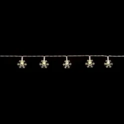 LED-Lichterkette, Schneeflocken, 10 LEDs in Warmweiß, 1,65m, Timer,