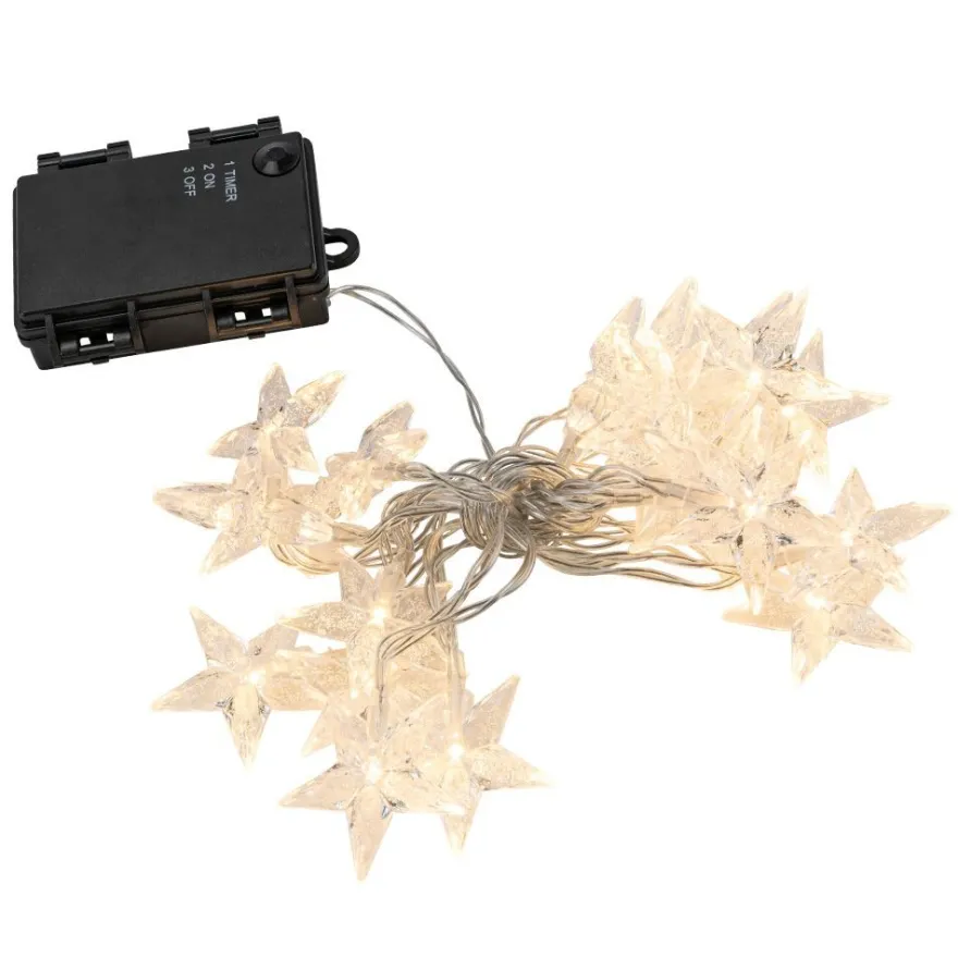 LED-Lichterkette, Sterne, 20 LEDs in Warmweiß, 2,20m lang, inkl. Timer,
