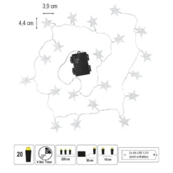 LED-Lichterkette, Sterne, 20 LEDs in Warmweiß, 2,20m lang, inkl. Timer,