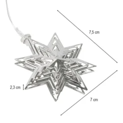 LED-Lichterkette, Sterne, Metall, 10 LEDs in Warmweiß, mit Timer