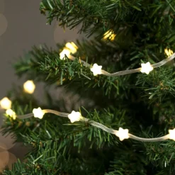 LED-Lichterkette Sterne, warmweiß, transparentes Soft-Kabel, 30 LEDs, inkl. Timer
