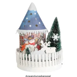 LED-Lichthaus, Nostalgische Weihnacht 1, Ø 11cm, 22cm hoch, inkl. Draht-Lichterkette, mit Timer