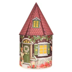 LED-Lichthaus, Nostalgische Weihnacht 4, Ø 11cm, 22cm hoch, inkl. Draht-Lichterkette, mit Timer