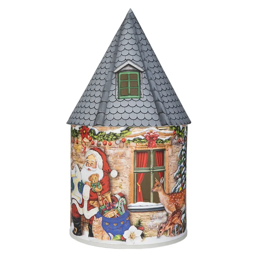 LED-Lichthaus, Nostalgische Weihnacht 5, Ø 11cm, 22cm hoch, inkl. Draht-Lichterkette, mit Timer