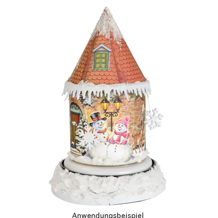LED-Lichthaus, Nostalgische Weihnacht 3, Ø 11cm, 22cm hoch, inkl. Draht-Lichterkette, mit Timer