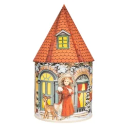LED-Lichthaus, Nostalgische Weihnacht 3, Ø 11cm, 22cm hoch, inkl. Draht-Lichterkette, mit Timer