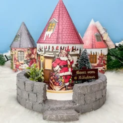 LED-Lichthaus, Nostalgische Weihnacht 7, Ø 11cm, 22cm hoch, inkl. Draht-Lichterkette, mit Timer