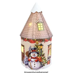 LED-Lichthaus, Nostalgische Weihnacht 7, Ø 11cm, 22cm hoch, inkl. Draht-Lichterkette, mit Timer