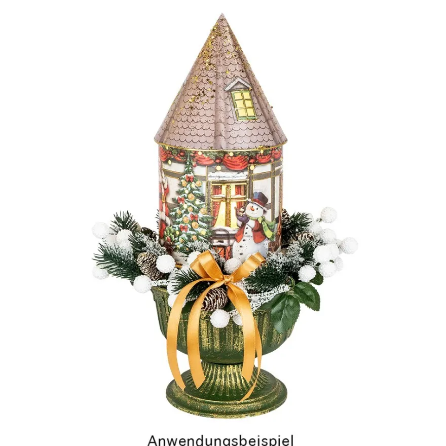 LED-Lichthaus, Nostalgische Weihnacht 7, Ø 11cm, 22cm hoch, inkl. Draht-Lichterkette, mit Timer