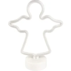 LED-Lichtschlauch, Engel mit Podest, 29,5cm x 23cm x 10cm, weiß, LED-Band in Warmweiß,