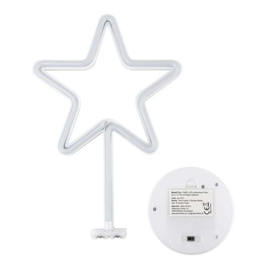 LED-Lichtschlauch, Stern mit Podest, 30,5cm hoch, warmweiß, inkl. Timer