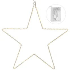 LED-Metallstern zum Aufhängen, 29,7cm x 0,4cm x 29,8cm, 80 LEDs, inkl. Timer