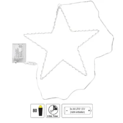 LED-Metallstern zum Aufhängen, 29,7cm x 0,4cm x 29,8cm, 80 LEDs, inkl. Timer