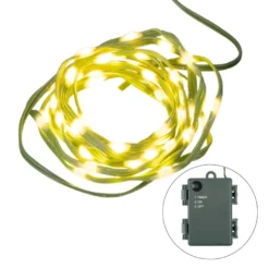 LED-Micro-Lichterkette, warmweiß, inkl. Timer, grünes Soft-Kabel, 50er