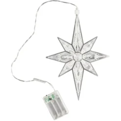 LED-Octa-Stern, 27,5cm x 19,5cm, warmweiß, transparent, klar, inkl. Timer