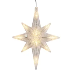 LED-Octa-Sterne, 21,3cm x 16,4cm, warmweiß, transparent, klar, inkl. Timer, 2 Stück