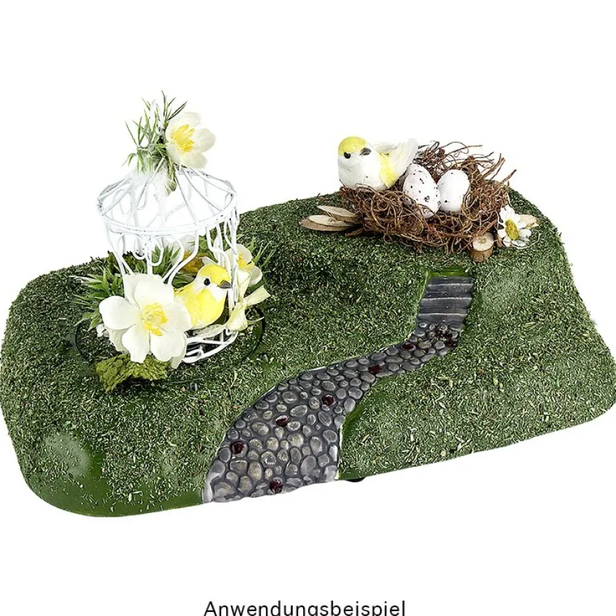 LED-Podest mit Drehbühne, Diorama Berglandschaft, 8 LED-Lämpchen, warmweiß, Timer-Funktion