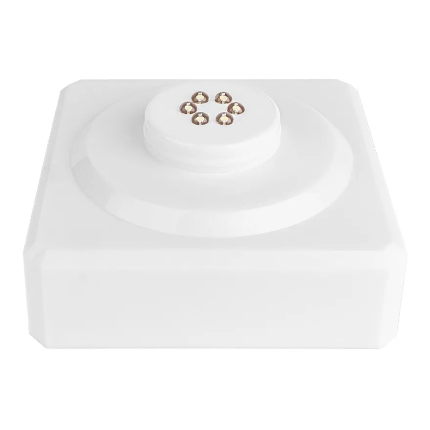 LED-Podest, quadratisch, 9cm x 9cm x 4,2cm, weiß, 6 LEDs, warmweiß, Timer-Funktion