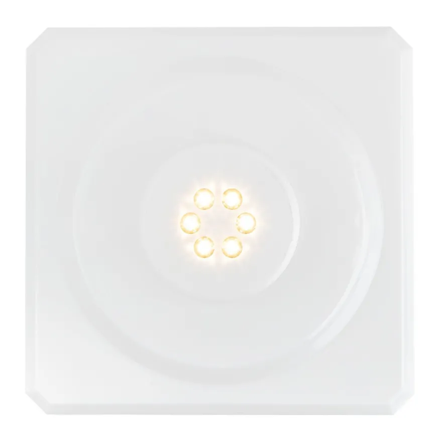 LED-Podest, quadratisch, 9cm x 9cm x 4,2cm, weiß, 6 LEDs, warmweiß, Timer-Funktion