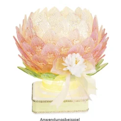 LED-Podest, quadratisch, 9cm x 9cm x 4,2cm, weiß, 6 LEDs, warmweiß, Timer-Funktion