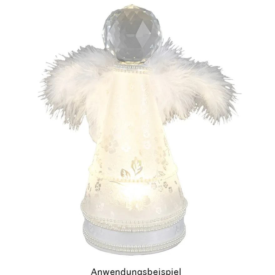 LED-Podest, rund, Ø 8,5cm, 4,2cm hoch, weiß, 6 LEDs, warmweiß, Timer-Funktion