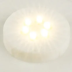 LED-Podest, rund, Ø 8,5cm, 4,2cm hoch, weiß, 6 LEDs, warmweiß, Timer-Funktion