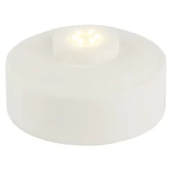 LED-Podest, rund, Ø 8,5cm, 4,2cm hoch, weiß, 6 LEDs, warmweiß, Timer-Funktion