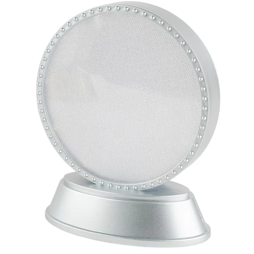 LED-Relaxleuchte, Rundform, Ø 11,7cm, Diamant-Lichteffekt-Folie, inkl. Batterien, silber