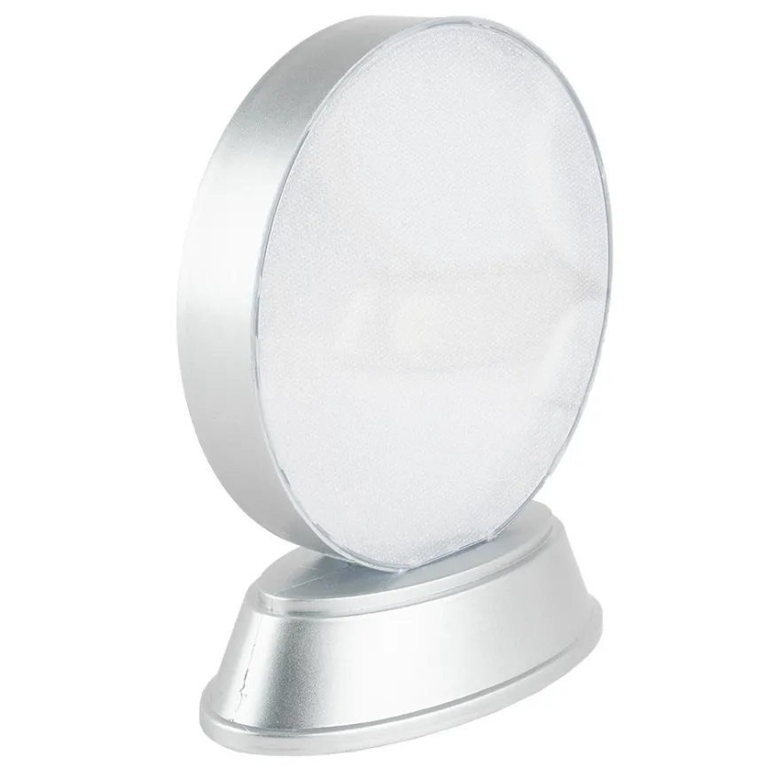 LED-Relaxleuchte, Rundform, Ø 11,7cm, Diamant-Lichteffekt-Folie, inkl. Batterien, silber