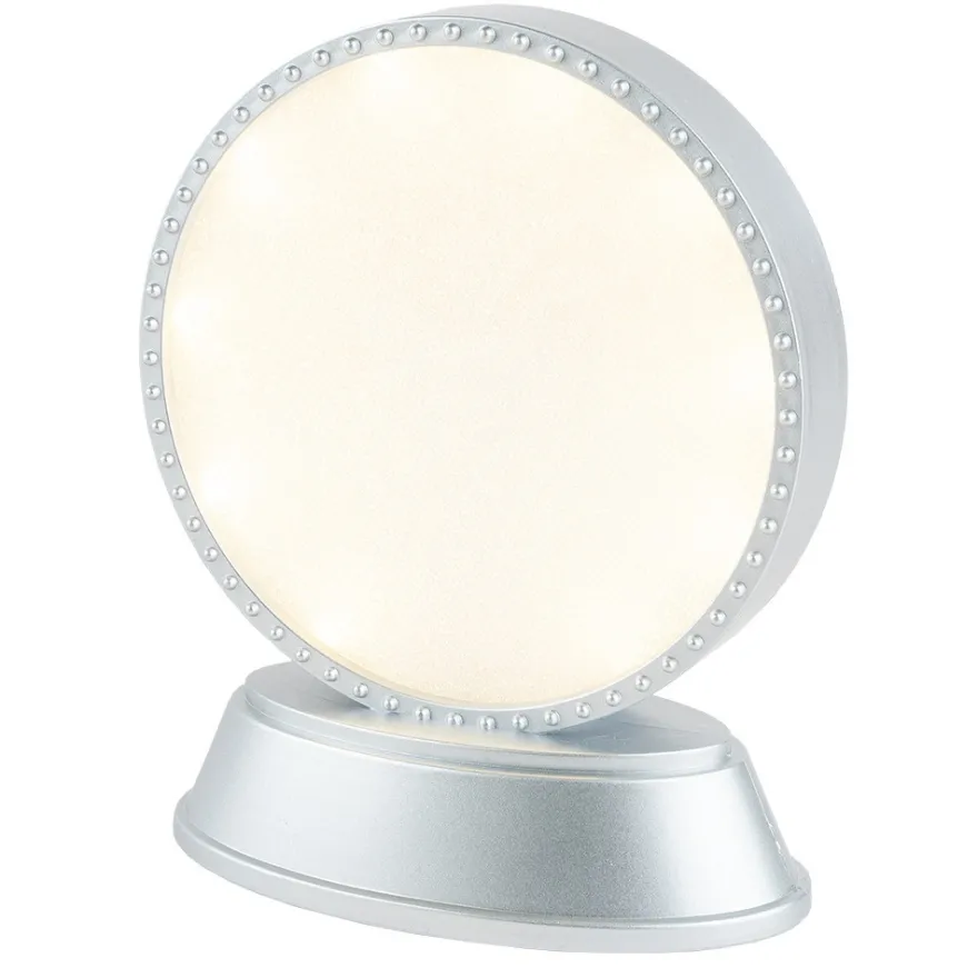 LED-Relaxleuchte, Rundform, Ø 11,7cm, Diamant-Lichteffekt-Folie, inkl. Batterien, silber